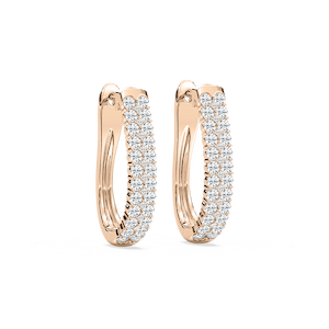 Round Lab Grown Diamond Double-Row Hinge-Back Hoop Earrings