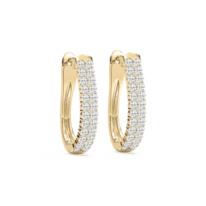Round Lab Grown Diamond Double-Row Hinge-Back Hoop Earrings