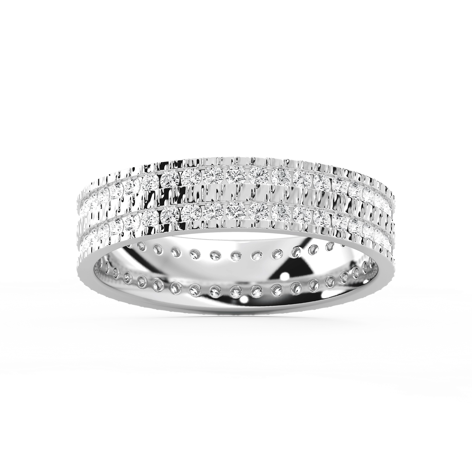 James 1 ctw Round Lab Grown Diamond 5.4mm Double Row Mens Wedding Band