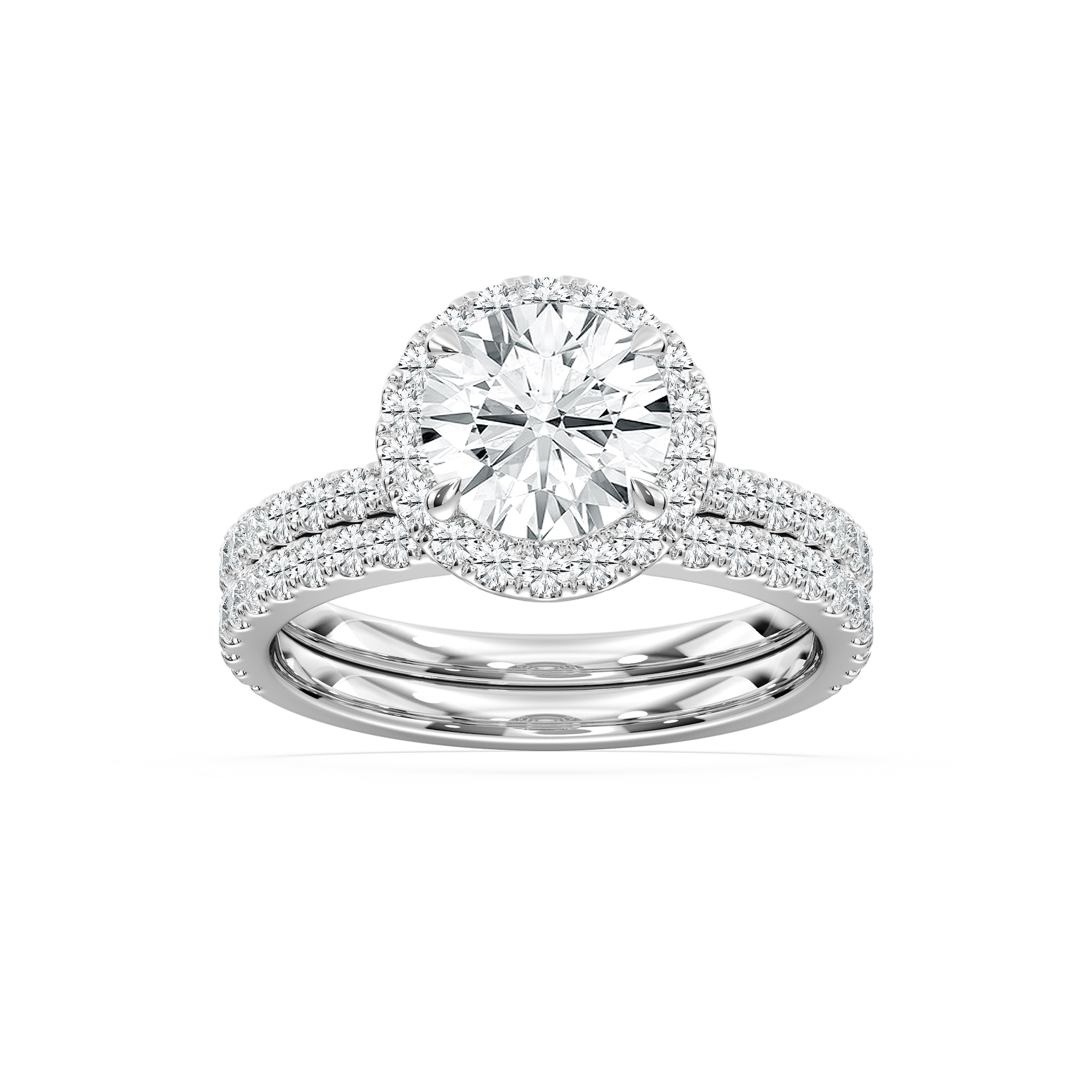 Dream Lab Grown Diamond Halo Classic Prong Wedding Set