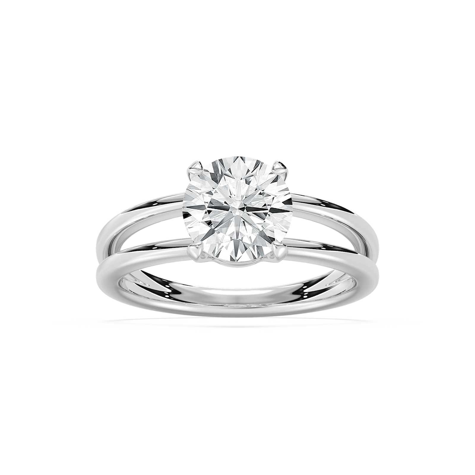 Duet Soltaire Round Engagement Ring in Rose Gold