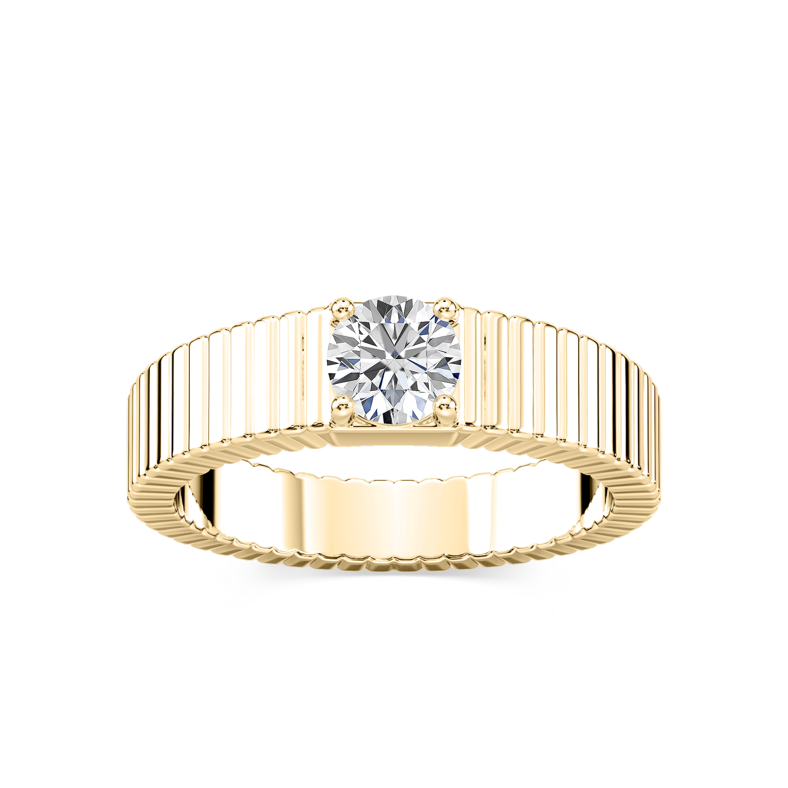 Noelle Fluted Engagement Ring with 0.50ctw Round Cut Lab-Grown Diamonds in 14K Yellow Gold