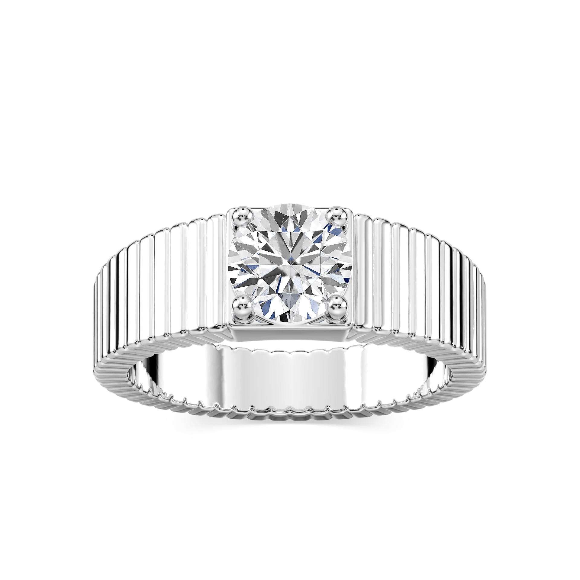Noelle 1 ctw Round Lab Grown Diamond Fluted Solitaire Engagement Ring