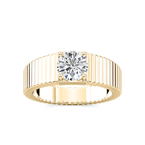 Noelle Fluted Engagement Ring with 1.00ctw Round Cut Lab-Grown Diamonds in 14K Yellow Gold