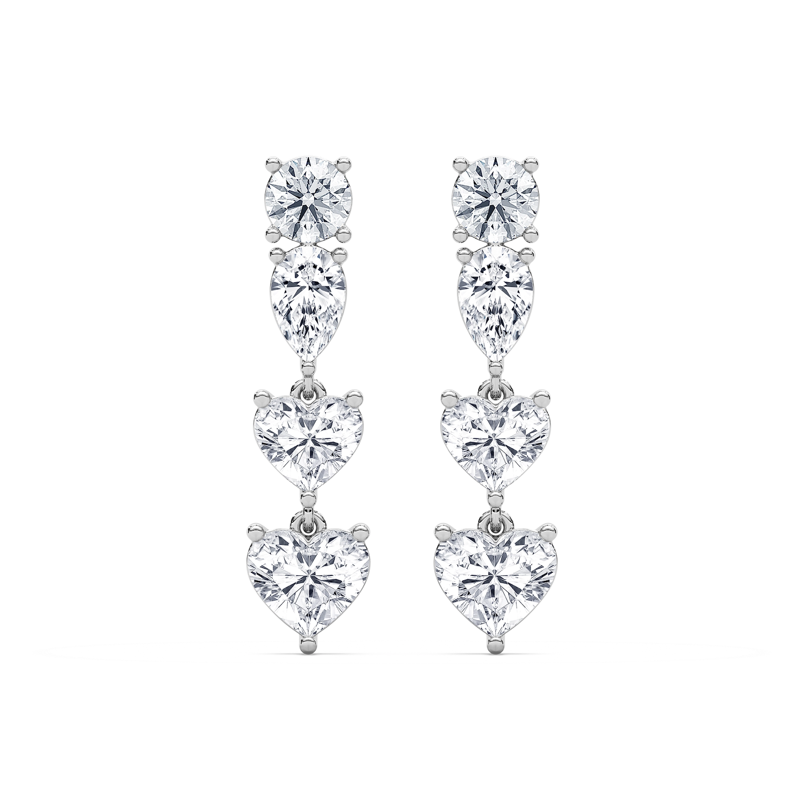 Duo Heart Fancy Drop Earrings in 14K Rose Gold