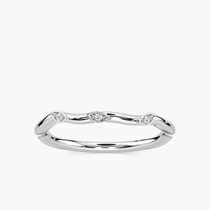 Eden Diamond Accent Round Lab Grown Diamond Leaf Motif Curved Band