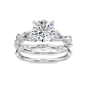 Eden Lab Grown Diamond Nature Inspired Leaf Motif Wedding Set