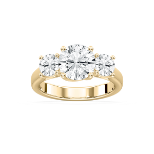 Ellise Round Lab Grown Diamond Trellis Three Stone Engagement Ring