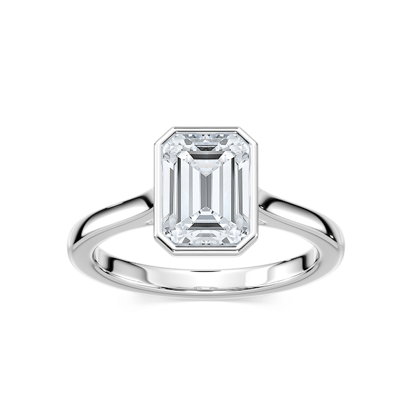 Elsa Emerald Lab Grown Diamond Bezel Set Floating Solitaire Engagement Ring