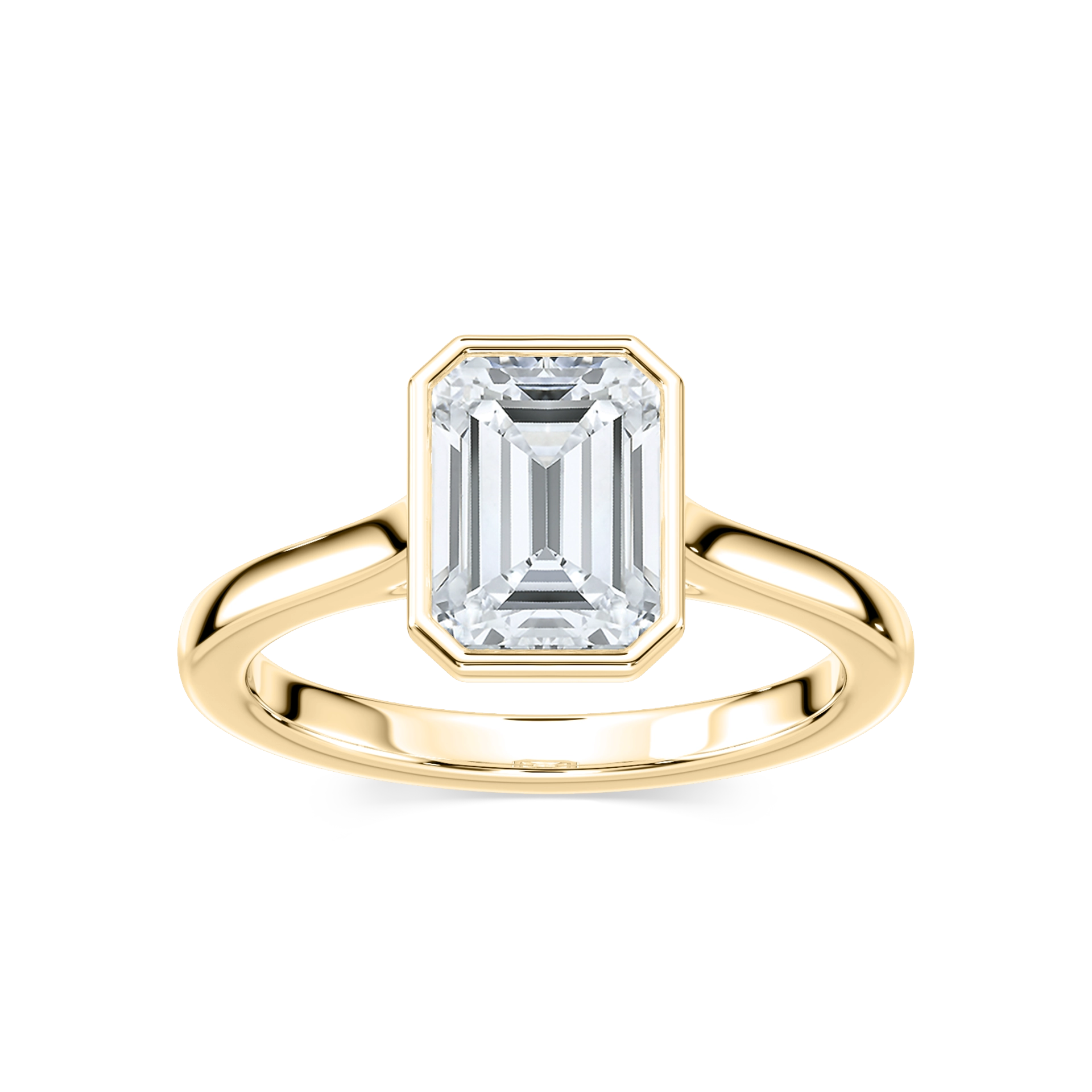 Elsa Emerald Lab Grown Diamond Bezel Set Floating Solitaire Engagement Ring