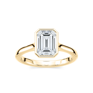 Elsa Emerald Lab Grown Diamond Bezel Set Floating Solitaire Engagement Ring