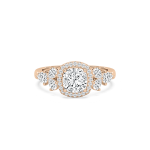 Ember 3 ²⁄₃ ctw Cushion Lab Grown Diamond Pear Sides Halo Engagement Ring