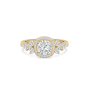 Ember 3 ²⁄₃ ctw Cushion Lab Grown Diamond Pear Sides Halo Engagement Ring