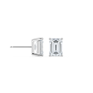 Emerald Lab Grown Diamond Four Prong Stud Earrings