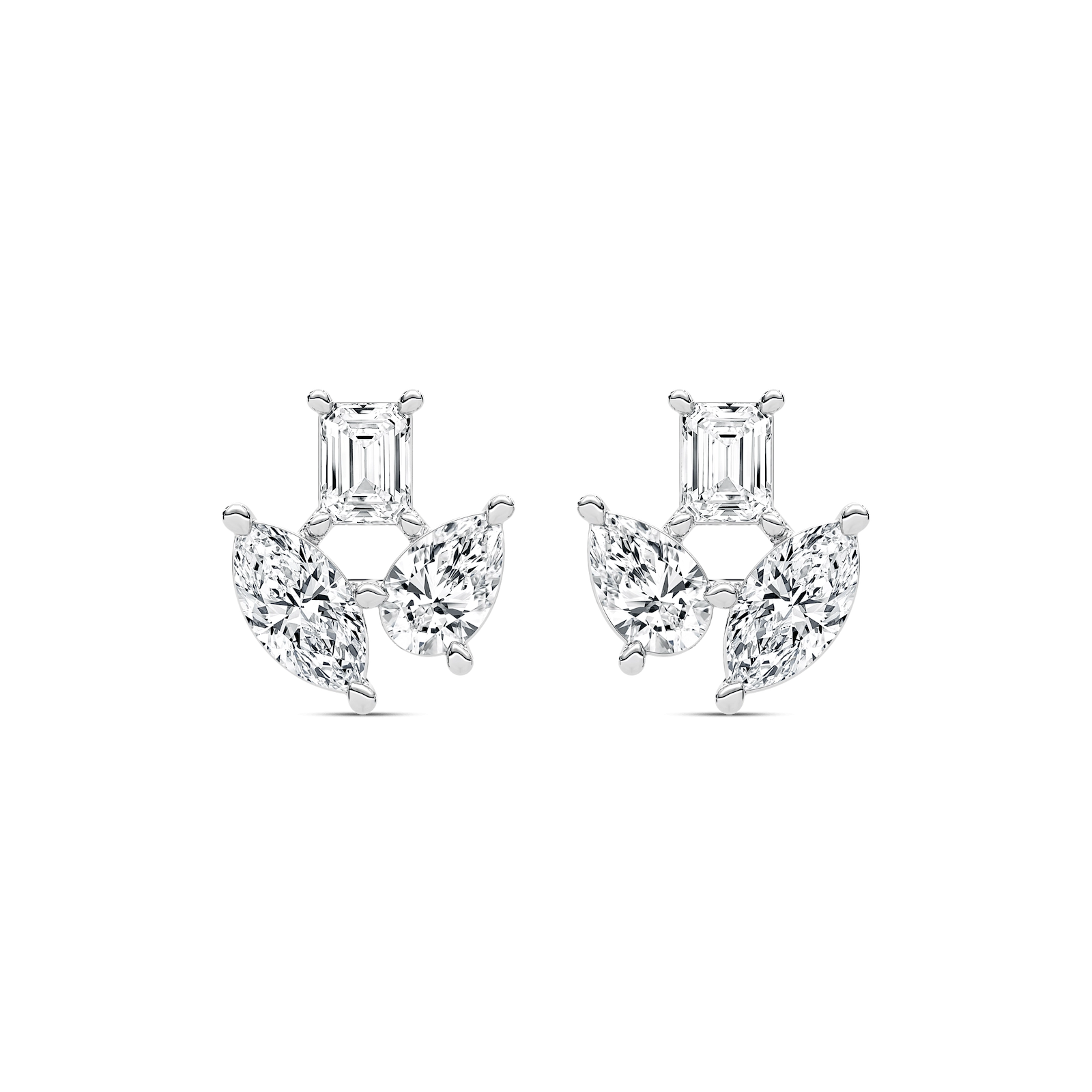 2 ctw Emerald, Marquise, and Pear  Lab Grown Diamond Trio Stud Earrings