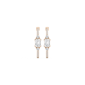 2 ½ ctw Emerald and Round Lab Grown Diamond Petite Hoop Earrings