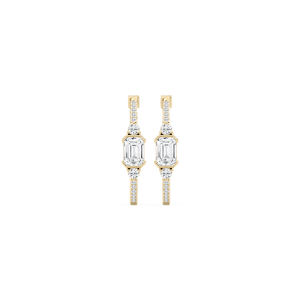 2 ½ ctw Emerald and Round Lab Grown Diamond Petite Hoop Earrings