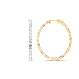 5 ctw Round and Emerald Lab Grown Diamond Inside Out Hoop Earrings