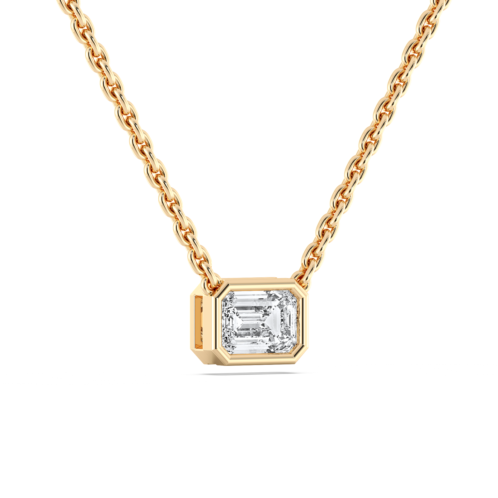 Emerald Bezel Pendant with 0.75ct in 14K Yellow Gold
