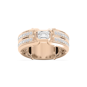 Cooper 1 ⅛ ctw Emerald and Round Lab Grown Diamond 8.55mm Channel Mens Wedding Band