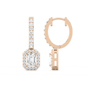 1 ⁷/₈ ctw Emerald Lab Grown Diamond Halo Drop Earrings
