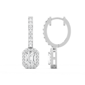 1 ⁷/₈ ctw Emerald Lab Grown Diamond Halo Drop Earrings