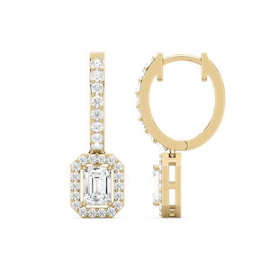1 ⁷/₈ ctw Emerald Lab Grown Diamond Halo Drop Earrings