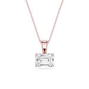 Emerald Lab Grown Diamond 4 Prong East West Bail Pendant - 16 to 18 Inches