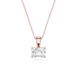 Emerald Lab Grown Diamond 4 Prong East West Pendant - 16 to 18 Inches