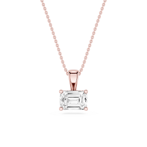 Emerald Lab Grown Diamond 4 Prong East West Bail Pendant - 16 to 18 Inches