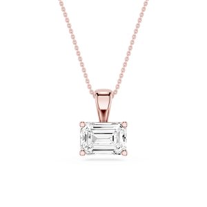 Emerald Lab Grown Diamond 4 Prong East West Pendant - 16 to 18 Inches