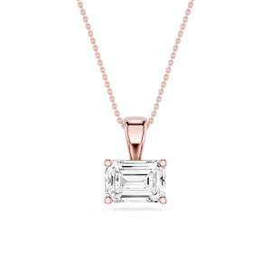 Emerald Lab Grown Diamond 4 Prong East West Bail Pendant - 16 to 18 Inches