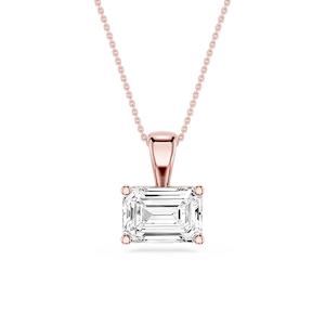 Emerald Lab Grown Diamond 4 Prong East West Pendant - 16 to 18 Inches