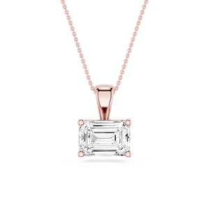 Emerald Lab Grown Diamond 4 Prong East West Bail Pendant - 16 to 18 Inches