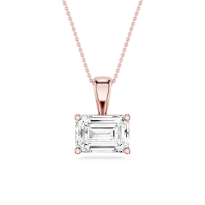 Emerald Lab Grown Diamond 4 Prong East West Bail Pendant - 16 to 18 Inches