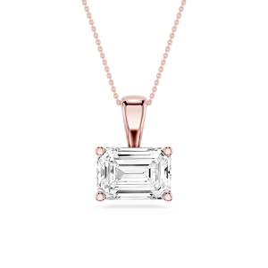 Emerald Lab Grown Diamond 4 Prong East West Pendant - 16 to 18 Inches