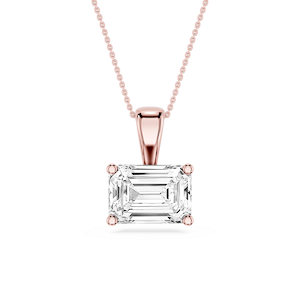 Emerald Lab Grown Diamond 4 Prong East West Bail Pendant - 16 to 18 Inches