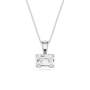 Emerald Lab Grown Diamond 4 Prong East West Bail Pendant - 16 to 18 Inches