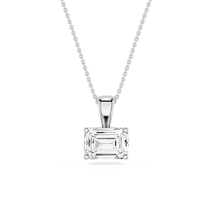 Emerald Lab Grown Diamond 4 Prong East West Pendant - 16 to 18 Inches