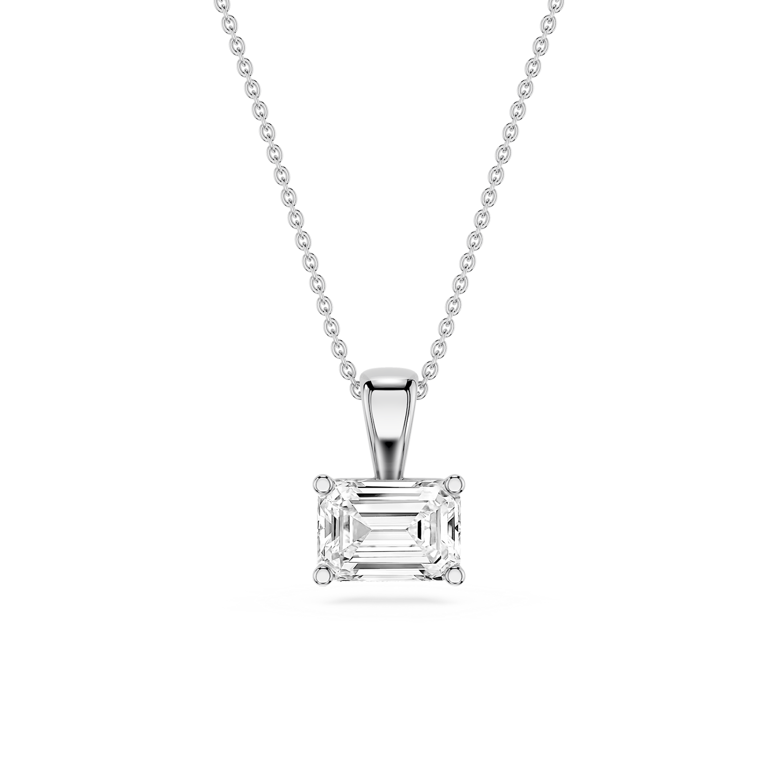 Emerald Lab Grown Diamond 4 Prong East West Pendant - 16 to 18 Inches