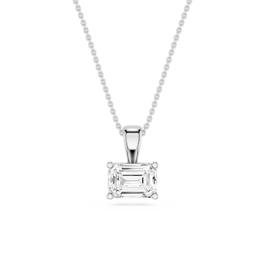 Emerald Lab Grown Diamond 4 Prong East West Pendant - 16 to 18 Inches