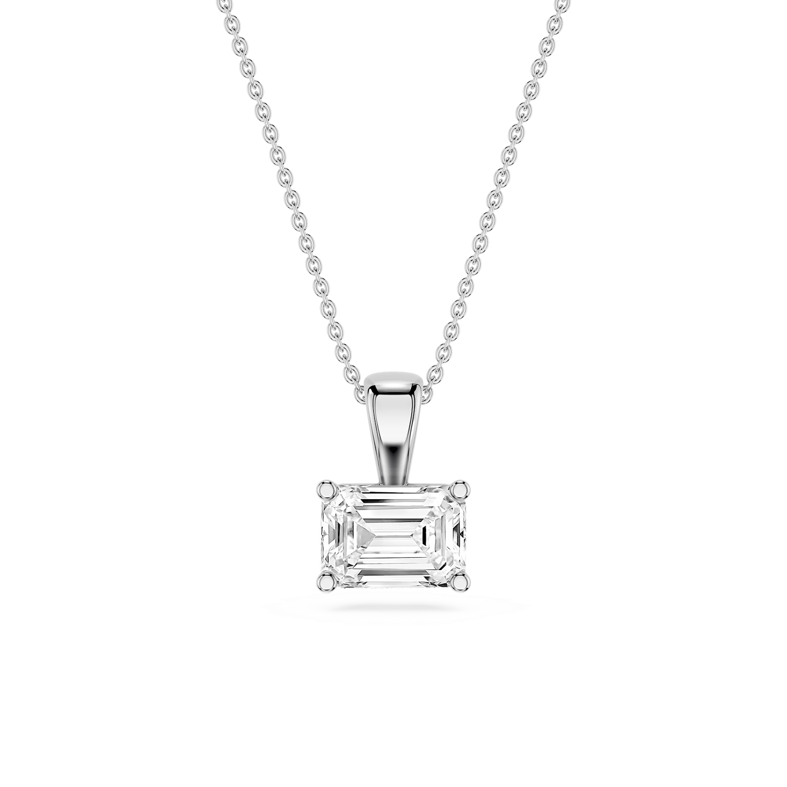 Emerald Lab Grown Diamond 4 Prong East West Bail Pendant - 16 to 18 Inches