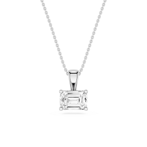 Emerald Lab Grown Diamond 4 Prong East West Bail Pendant - 16 to 18 Inches