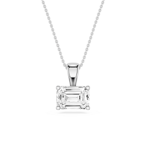Emerald Lab Grown Diamond 4 Prong East West Bail Pendant - 16 to 18 Inches