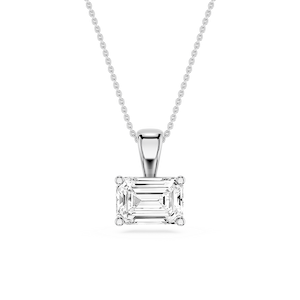 Emerald Lab Grown Diamond 4 Prong East West Pendant - 16 to 18 Inches