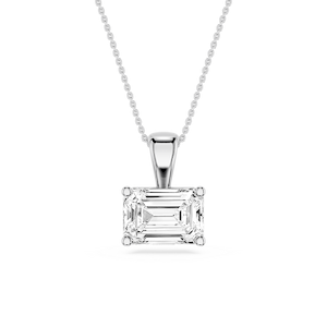 Emerald Lab Grown Diamond 4 Prong East West Pendant - 16 to 18 Inches