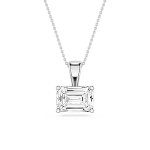 Emerald Lab Grown Diamond 4 Prong East West Bail Pendant - 16 to 18 Inches