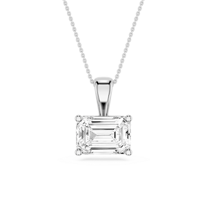 Emerald Lab Grown Diamond 4 Prong East West Bail Pendant - 16 to 18 Inches