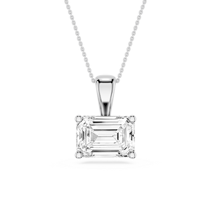 Emerald Lab Grown Diamond 4 Prong East West Pendant - 16 to 18 Inches