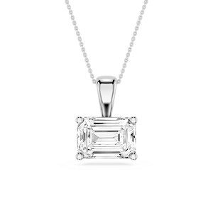 Emerald Lab Grown Diamond 4 Prong East West Bail Pendant - 16 to 18 Inches